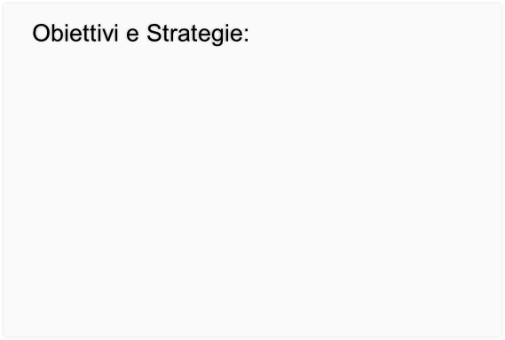 Obiettivi e Strategie:
